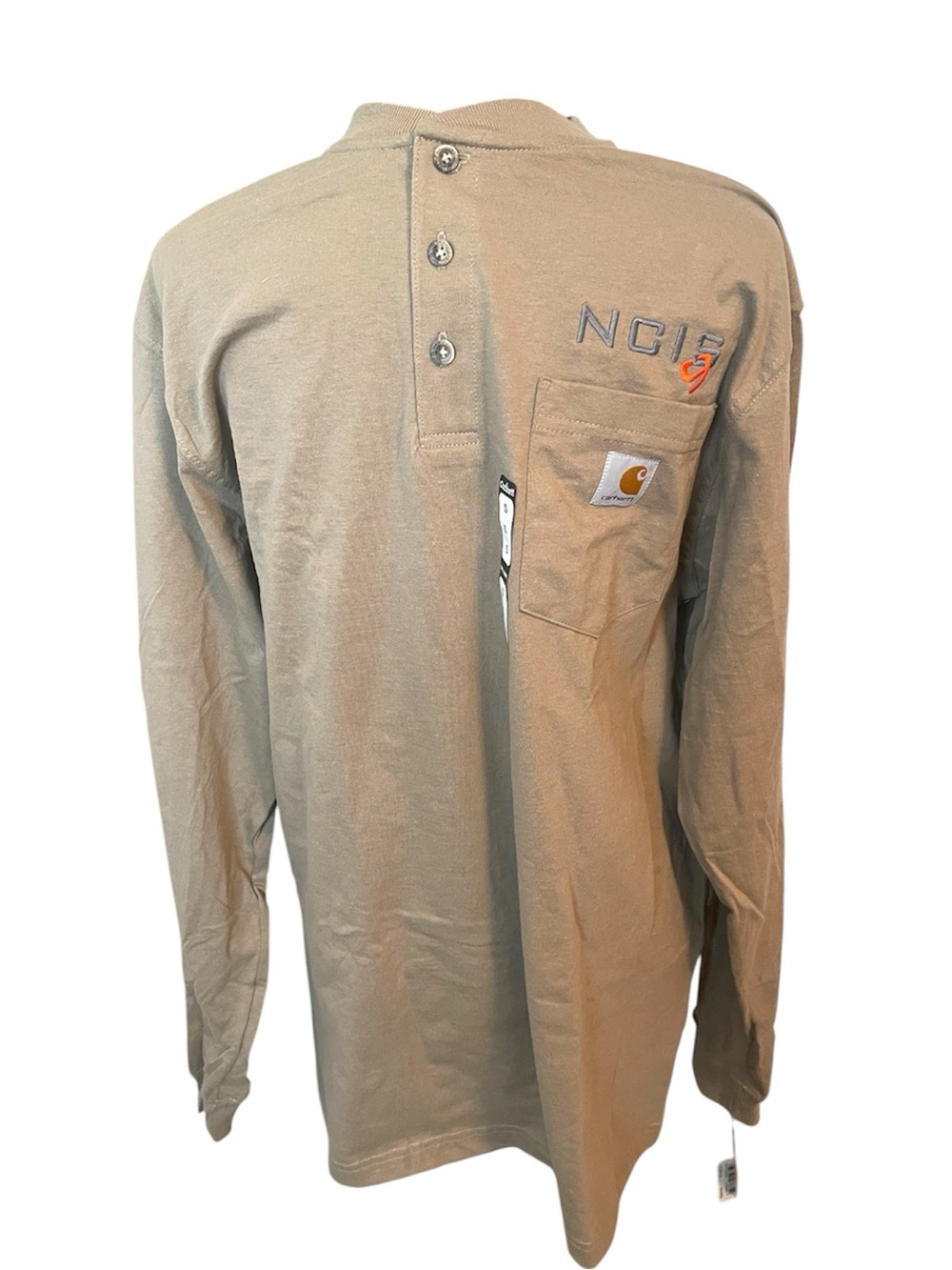Carhartt Men’s Tan Long Sleeve with Chest Pocket and ncis Logo